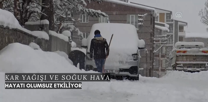 Kars'ta kar yağışı ve soğuk hava etkili oluyor.