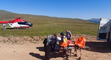 Trabzon'da yaylada rahatsızlanan hasta ambulans helikopterle hastaneye ulaştırıldı