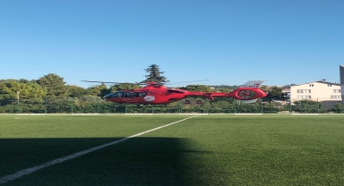 Alaçam'da ambulans helikopter bu kez yaşlı hasta için havalandı