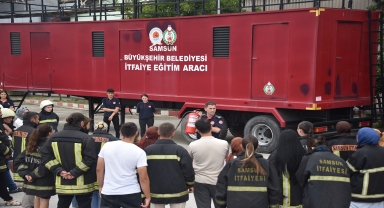 Samsun'da itfaiyeden AFAD gönüllülerine eğitim