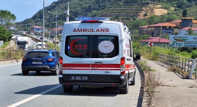 Trabzon'da devrilen hafif ticari aracın sürücüsü yaralandı