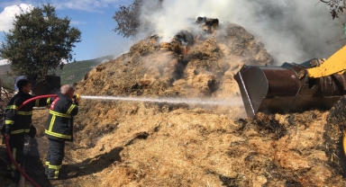 Amasya'da 60 ton saman balyası yandı