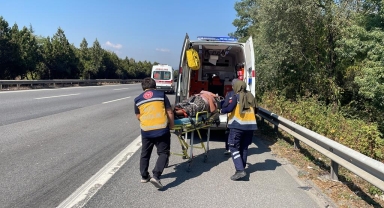 Anadolu Otoyolu'nda bariyere çarpan panelvandaki 3 kişi yaralandı