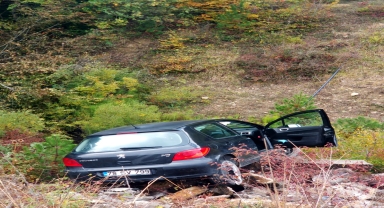 Karabük'te şarampole devrilen otomobilin sürücüsü yaralandı