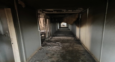 Karabük'te konteyner yangında kullanılamaz hale geldi