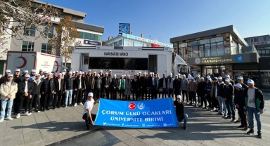 Çorum'da Ülkü Ocakları üyeleri kan bağışında bulundu