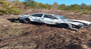 Göynük'te devrilen otomobilin sürücüsü yaralandı