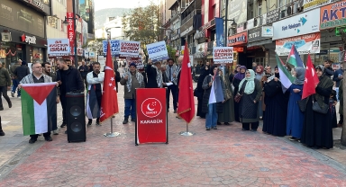 İsrail'in Gazze'ye yönelik saldırıları Karabük'te protesto edildi