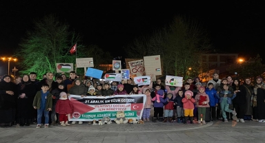 Samsun'da minik sporcular en uzun gecede Gazzeli çocuklar için nöbet tuttu