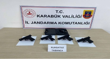 Karabük'te 4 ruhsatsız tabanca ele geçirildi