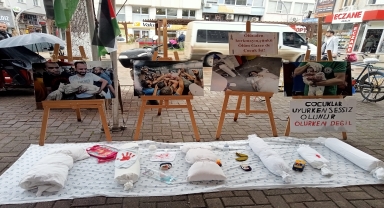 Terme'de Gazze'deki katliamı anlatan resim sergisi açıldı