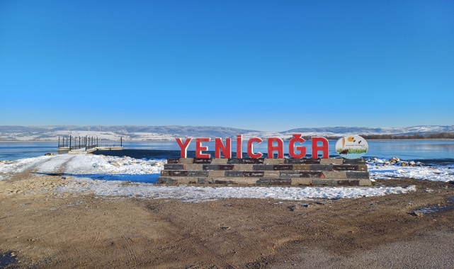 Yeniçağa Gölü kısmen buz tuttu