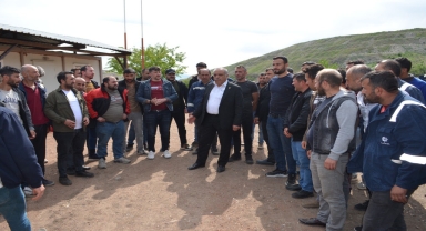 Dodurga Belediye Başkanı Çetinkaya, eylem yapan maden işçilerini ziyaret etti