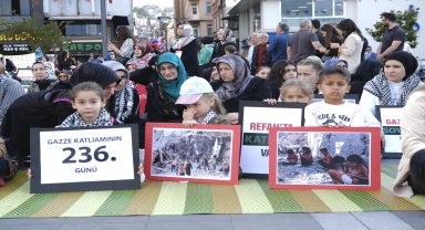 Ordu'da Filistin'e destek için oturma eylemi