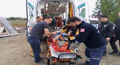 Samsun'da inşaatta çalışırken düşen işçi yaralandı