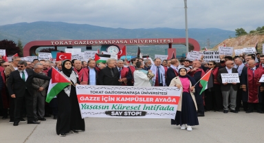 Tokat'ta üniversite öğrencileri İsrail'in Gazze'ye yönelik saldırılarını protesto etti