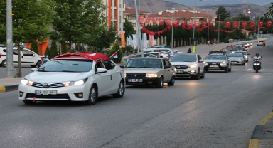 Karabük'te Filistin'e destek için araç konvoyu oluşturuldu