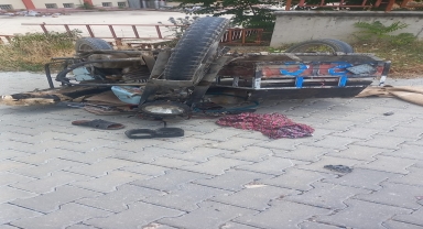Çorum'da devrilen motosikletteki karı koca yaralandı