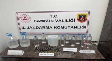 Samsun'da depoda sahte alkol üreten şüpheli yakalandı