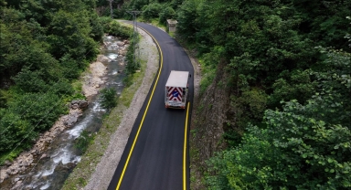 Trabzon'da Santa Harabeleri yolu asfaltlandı
