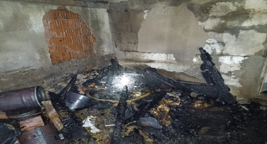 Bolu'da çıkan yangında ahır ve odunluk zarar gördü