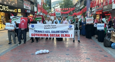 Karabük'te İsrail'in Filistin'e yönelik saldırıları protesto edildi