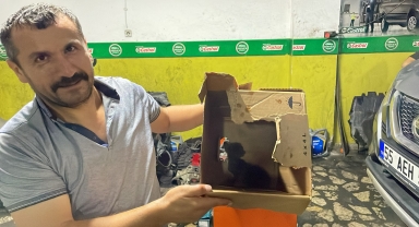 Samsun'da aracın motor bölümüne sıkışan kedi yavrusu kurtarıldı