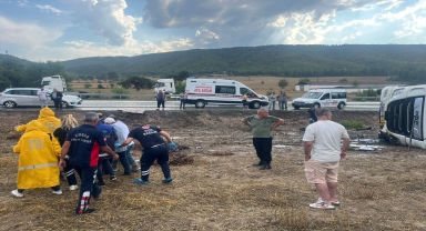Tokat'ta yan yatan tırın sürücüsü yaralandı