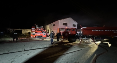 Düzce'de çıkan yangında iki ev ve odunlukta hasar oluştu