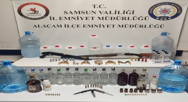 Samsun'da sahte içki operasyonunda 3 zanlı yakalandı