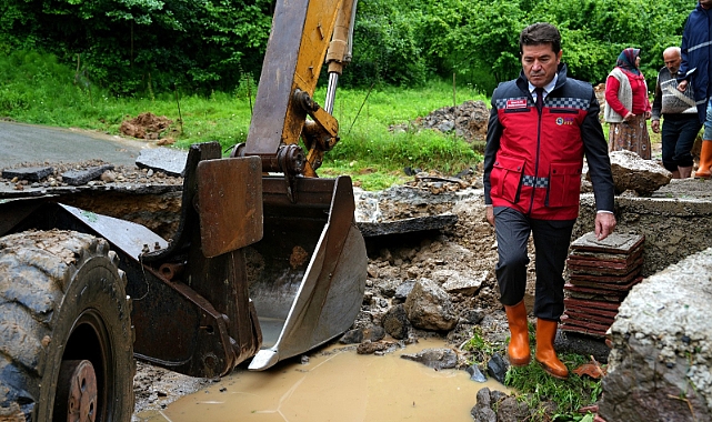 BAŞKAN KAYA, ŞİDDETLİ YAĞIŞTAN ETKİLENEN MAHALLELERDE İNCELEMELERDE BULUNDU