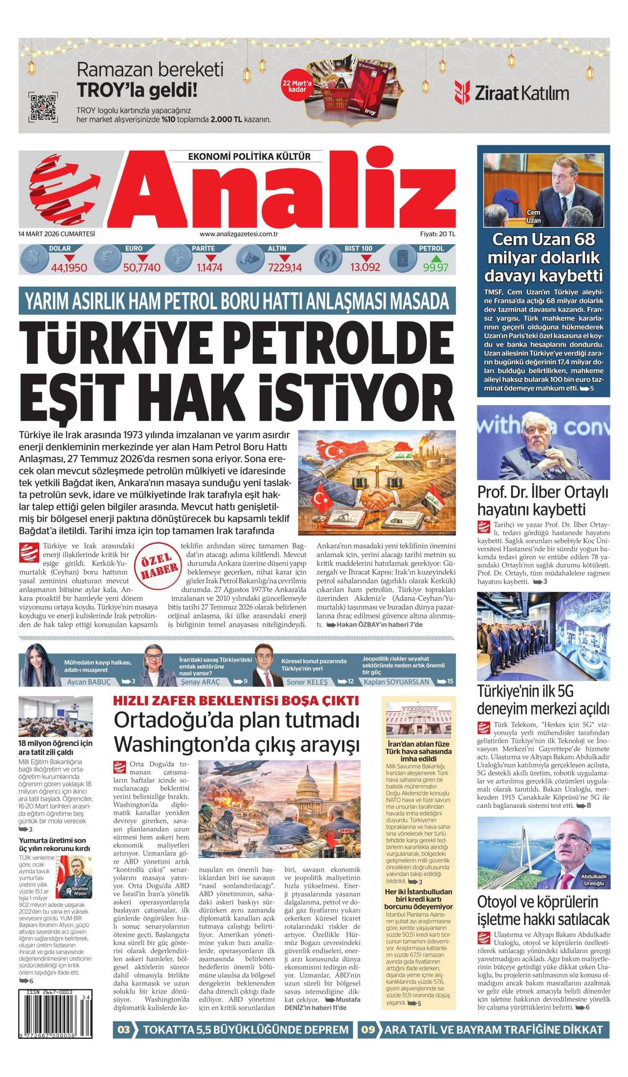 Analiz Gazete Manşeti