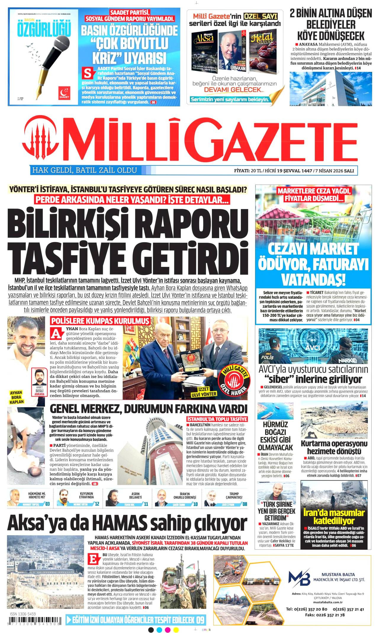 Milli Gazete Gazete Manşeti